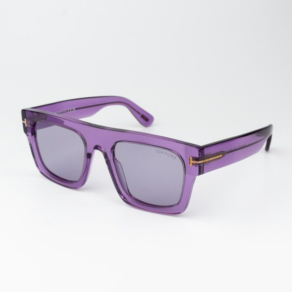 Tom Ford FAUSTO Men Sunglasses Transparent Violet Square FT0711/S 81Y BRAND NEW
